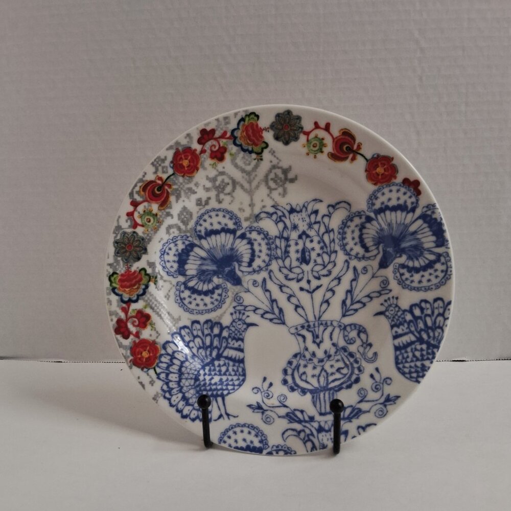 Anthropologie Chinoiserie Wall Plate with Peacock and Peonies